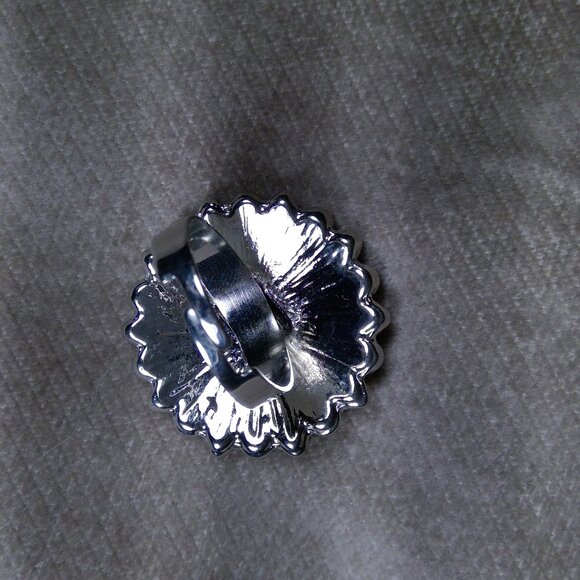 Black clear gemstones adjustable ring silver colour - Picture 3 of 5